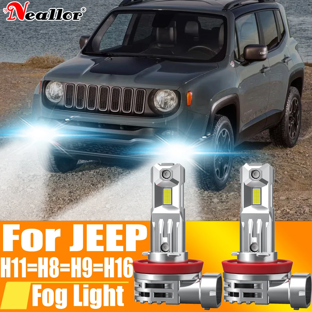 2x H11 H8 Led Fog Lights Headlight Canbus H16 H9 Car Bulb 6000K Diode Driving Running Lamp 12v 55w For Jeep Renegade Cherokee VW