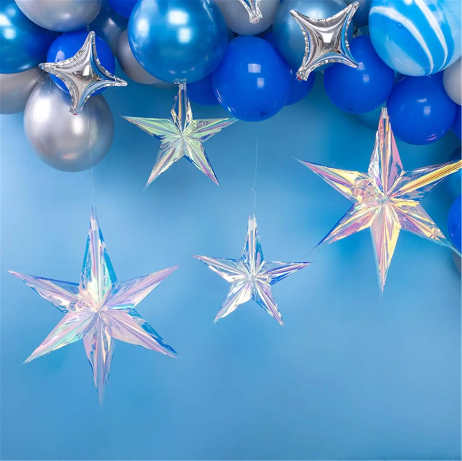 6/3 Stück schillernde Ornamente, Stern-Hängedekorationen, schillernder sechseckiger Stern, Weihnachtsfeier-Ornamente für Neujahr, Weihnachtsdekoration – Detail 38