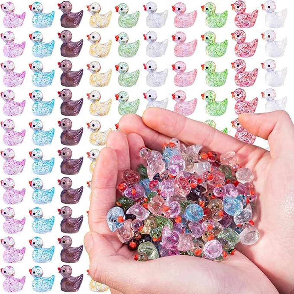 Mini Resin Glitter Ducks Transparent Sparkling Tiny Duck Figurines DIY Decor Micro Landscape Ornament Desktop Miniature Crafts view 4