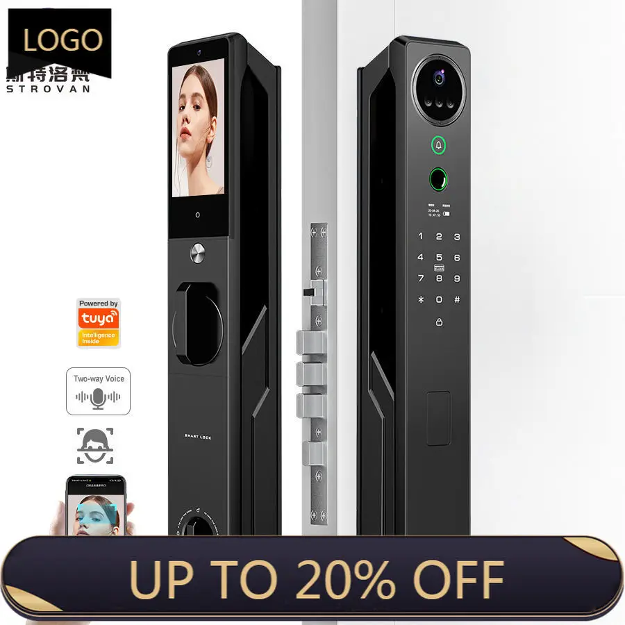 STLF 3D Face Palm Vein Recognition Smart Digital Lock for Wood Door Tuya WiFi Biometric Lock Aluminum  Smart Unlock System