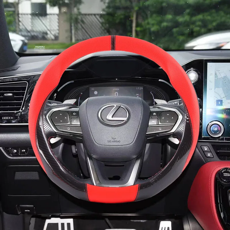 Carbon Fiber Leather Car Steering Wheel Cover For Lexus UX250h UX IS250 GX460 GX RX450h LX470 GX470 RX330 NX300 Ct200h EX RX NX