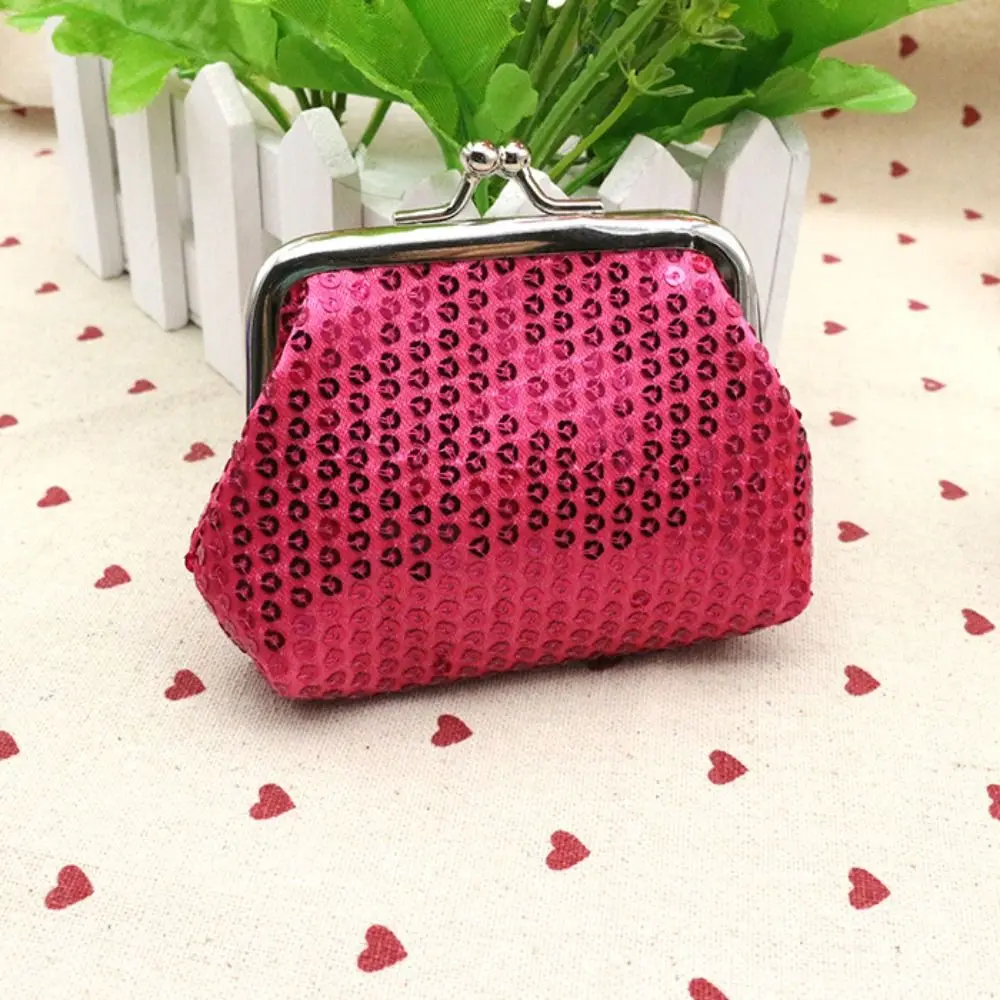 Portable Classic Sequin Coin Purse Clutch Lipstick Bag with Kiss Clasp Lock