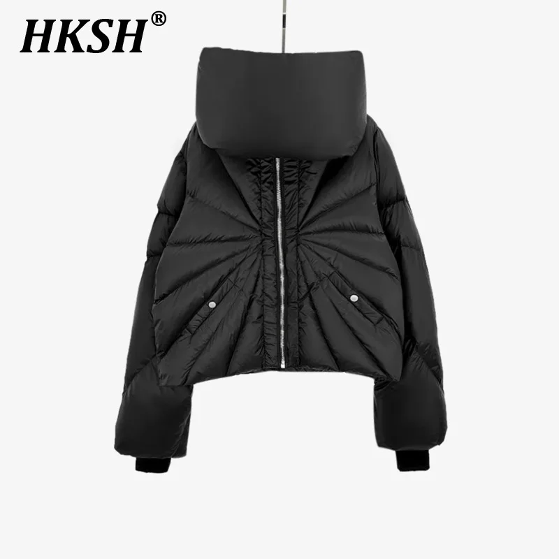 

HKSH Autumn Winter New Women's Tide RO Style Scarf Neck Thickened White Duck Down Jacket Warm Ray Bread Coats Chic Padded H2861