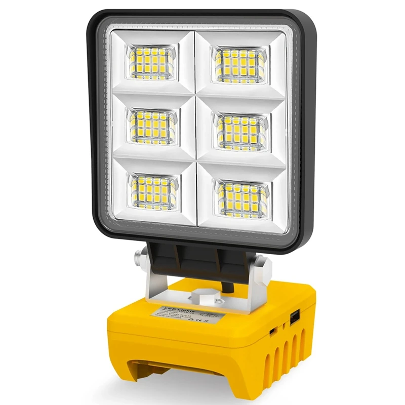 

5200LM Portable 48W LED Work Light Cordless Work Light Adjustable Base Rechargeable LED Flood Light For Dewalt