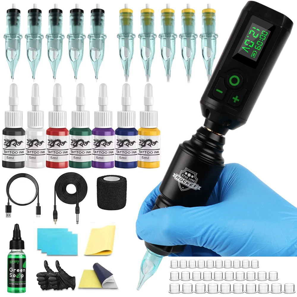 

Tattoo Pen Set Cartridge Tattoo Machine Kit Tattoo Kit Tattoo Pen Kit for Beginners Rotary Tattoo Pen Type Machine Kit Complete