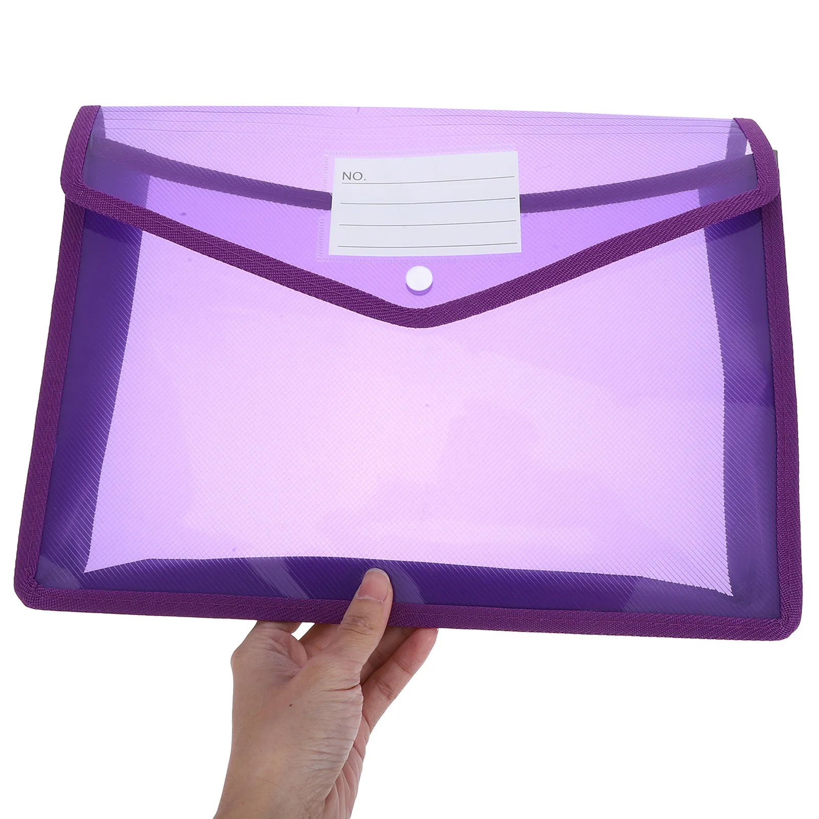 6Pcs A4 Plastic File Envelope Clear Thickened Waterproof Snap Closure Document Folder With Label Pocket For Office_voghion.com