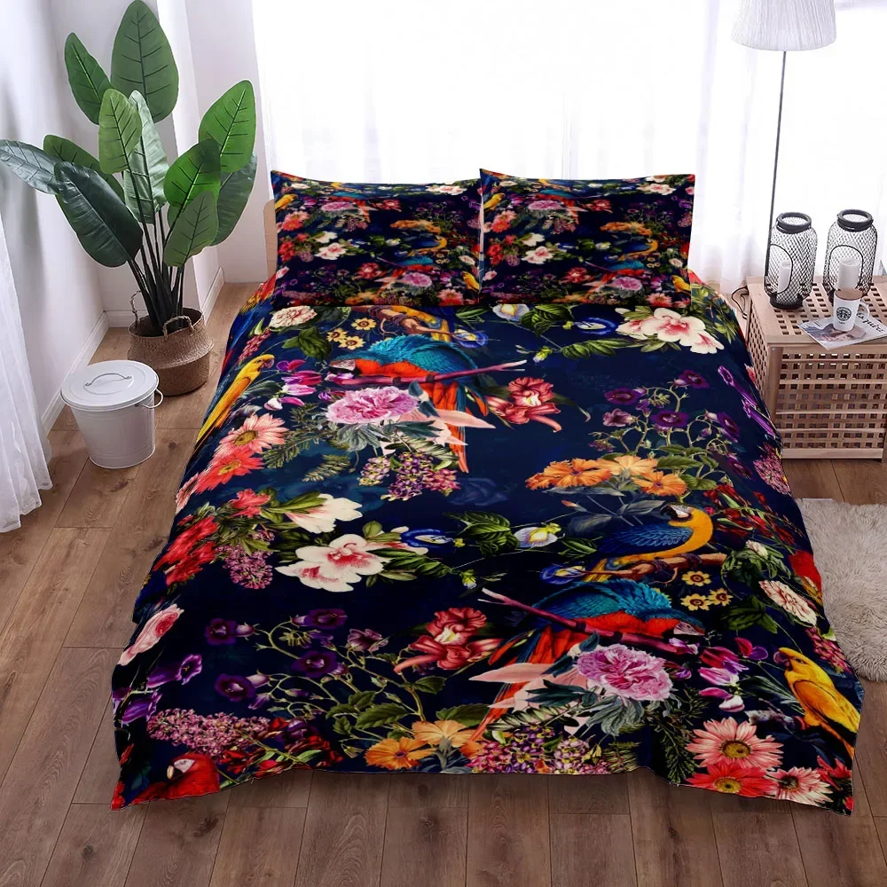 

3PCS Single-sided Printed Series Exotic Garden Pattern Duvet Cover Bedding Set for Kids Comfortable Breathable Sheet Bedspreads