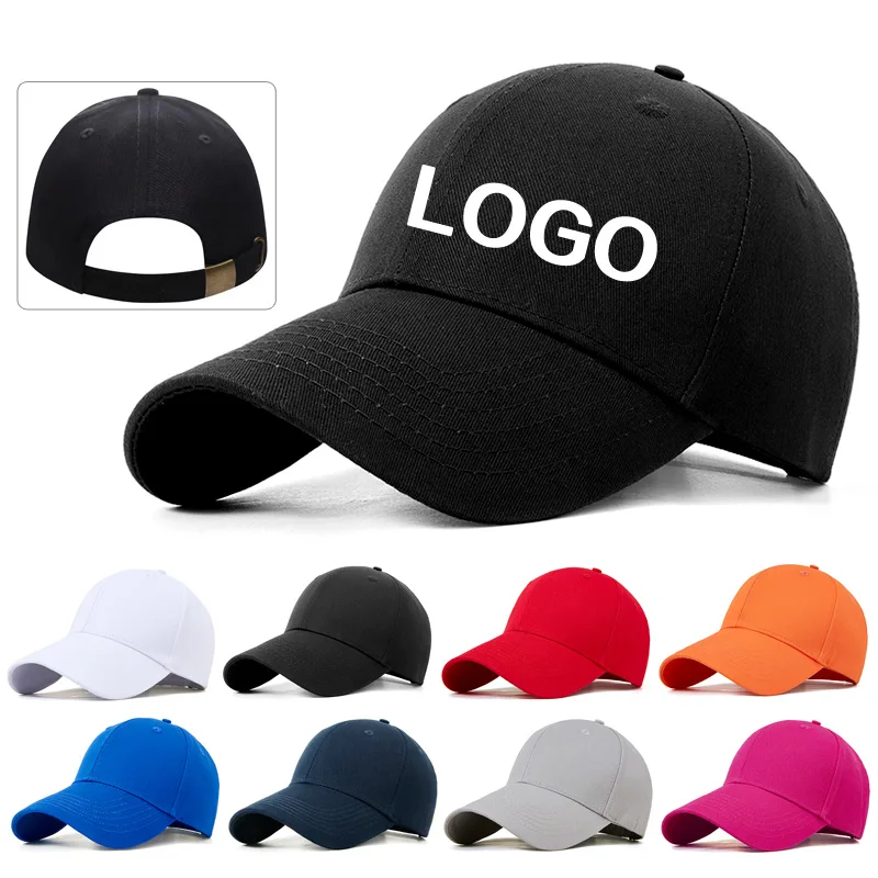 New high-end pure cotton baseball cap custom printed logo for men and women\'s fashionable duck tongue cap DIY design embroidery