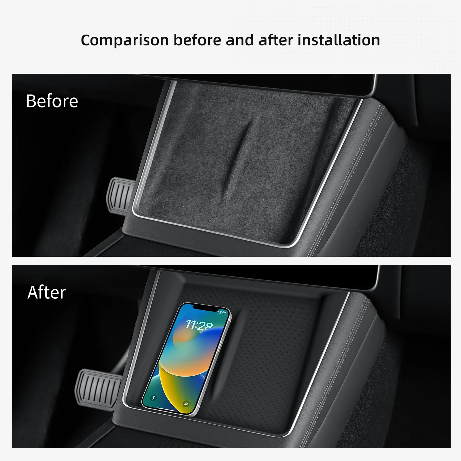 لوحة شحن لاسلكية لطراز تسلا Y LAUNCH 2025 Juniper Standard منقوشة وحدة التحكم المركزية محطة شحن حصيرة سيليكون حامي #3