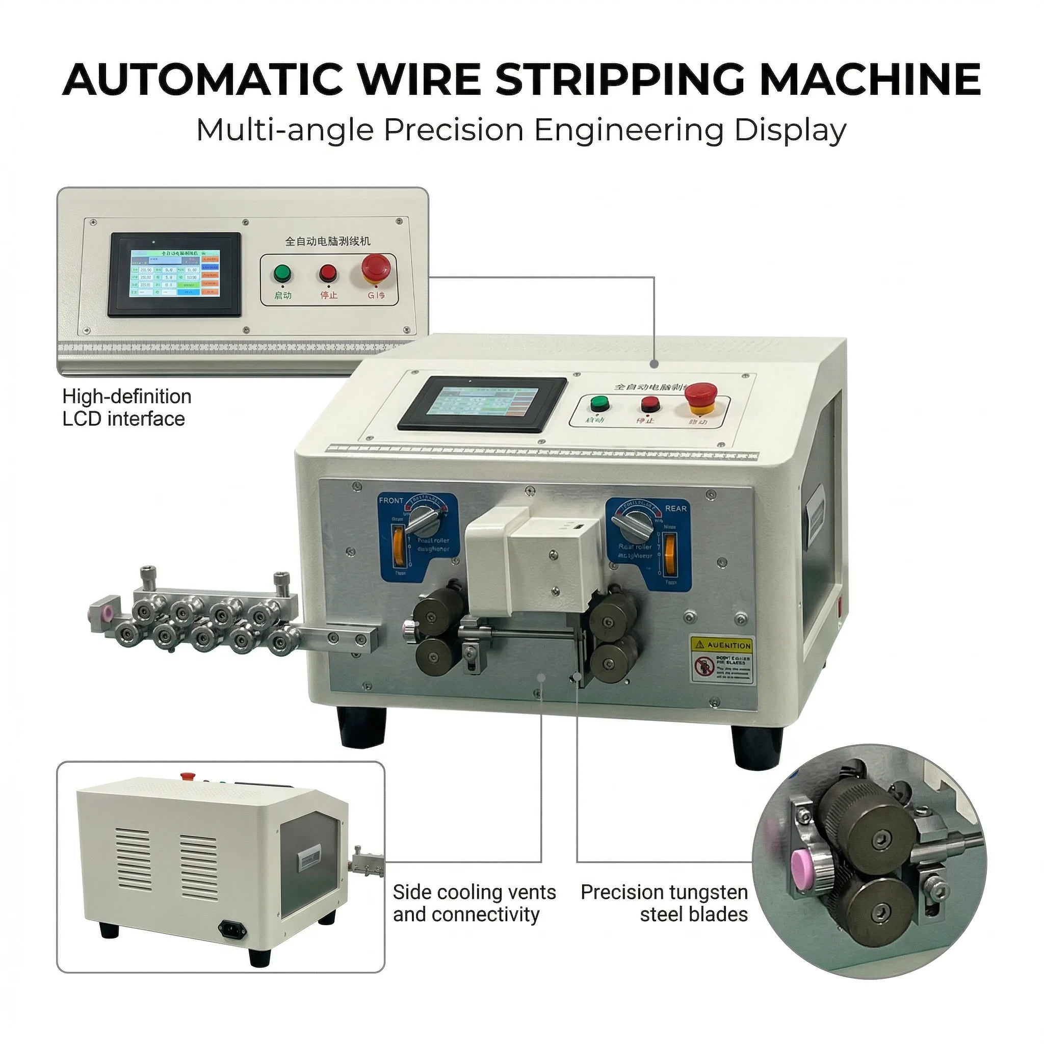 4550pcs/h High Speed 6mm2 Automatic Wire Stripping Machine AWG10-32 Computer Controlled Cable Cutter And Stripper Equipment