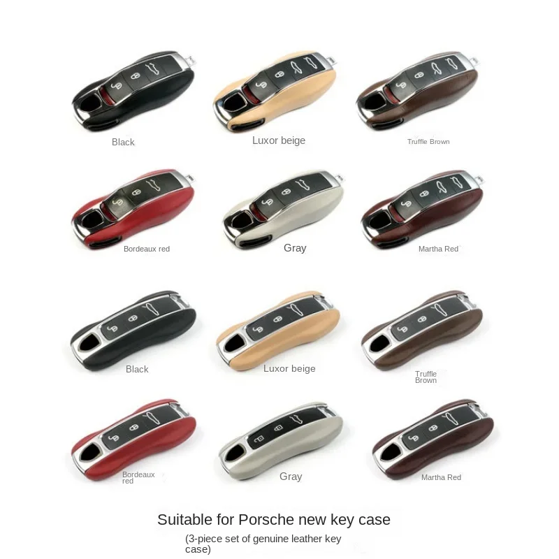 Leather Car Smart Key Cover Case Fob For Porsche 911 Macan Boxster Cayenne Panamera Taycan Cayman 971 9YA 718 Key Shell