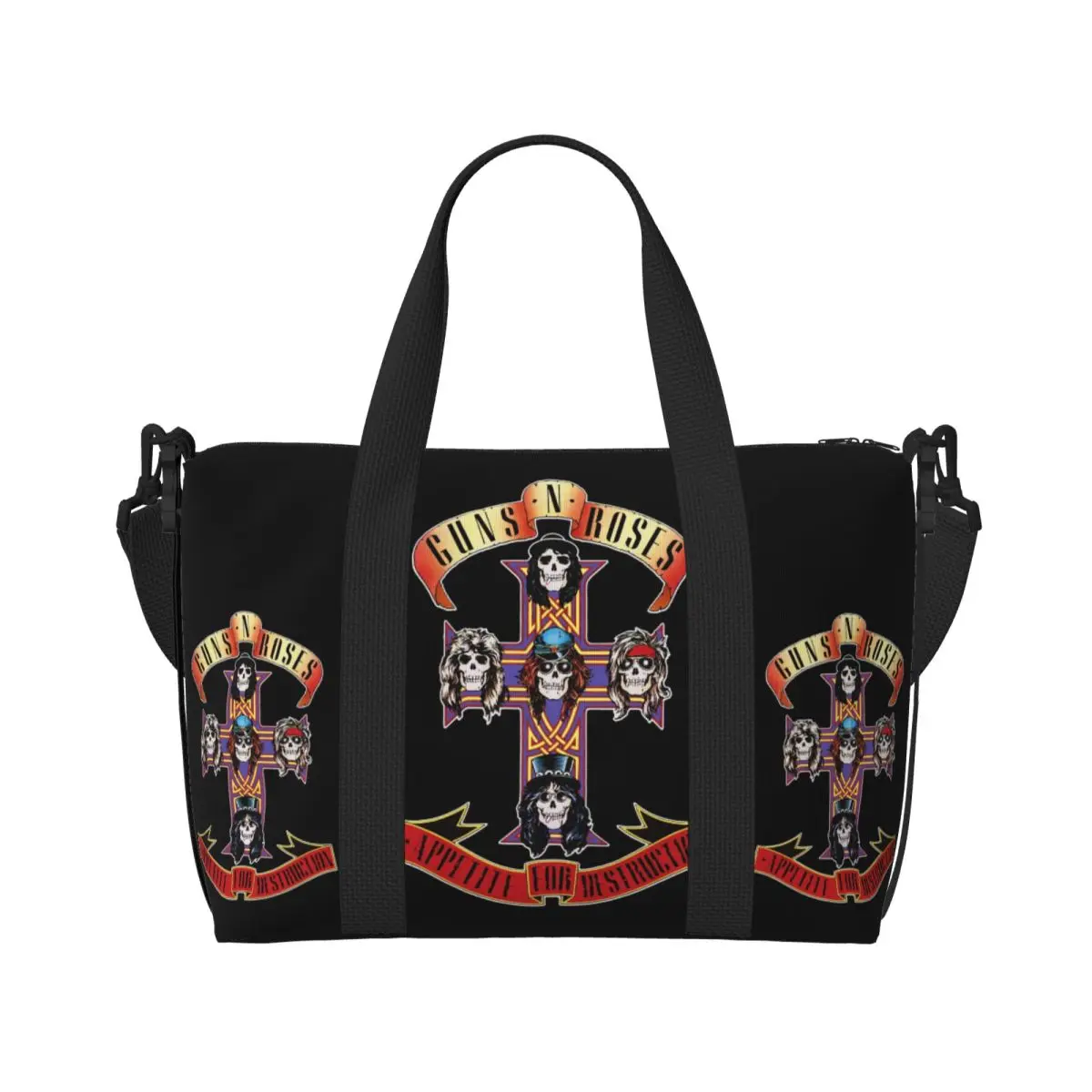 Custom Hard Rock Band Guns N Roses Tote Bag for Women Large Capacity Bullet Logo Beach Gym Travel Bags