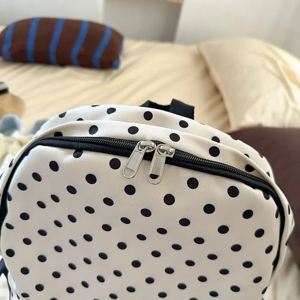 Y2k Sweet Polka Dot Backpack Bowknot Design Minimalist Bow Rucksack Multiple Pockets Durable Student School Bag Gift