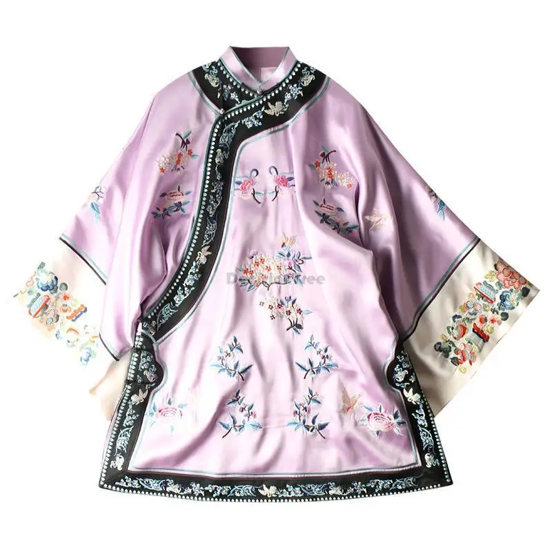 2025 estilo chinês qing roupas de princesa gola mandarim oriental qipao retro flor impressão topo solto cheongsam tradicional qipao