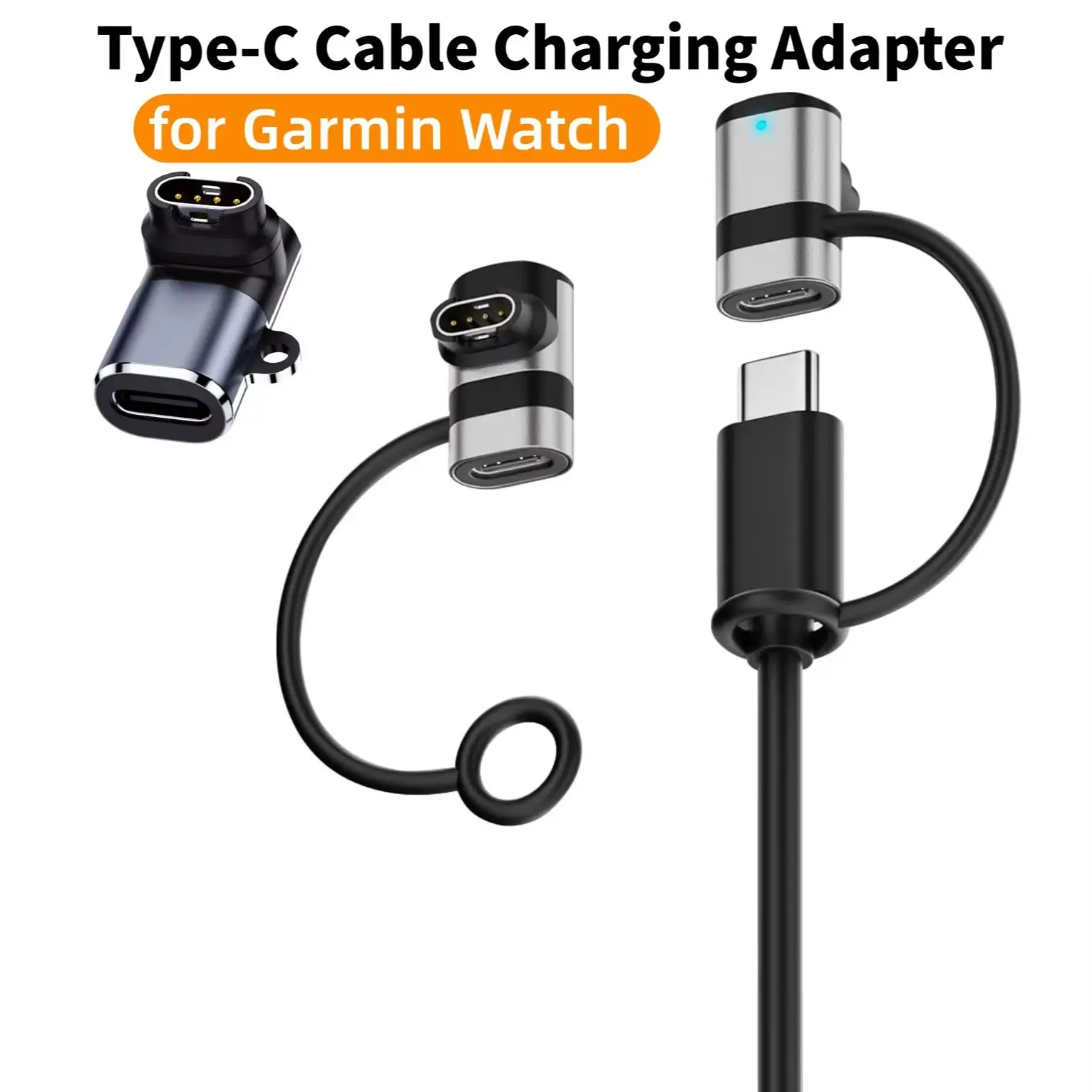 USB-C Charger Adapter for Garmin Watch, Type C Charging Converter For Fenix 8 7, Venu 3, Forerunner 265, Vivoactive 6, Epix 2