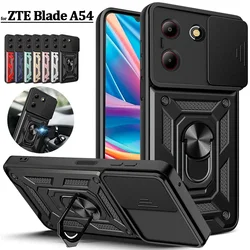 Slide Camera Funda for ZTE Blade A54 Case Armor Ring Stand Protection Cover for ZTE Blade A54 Shockproof Capa