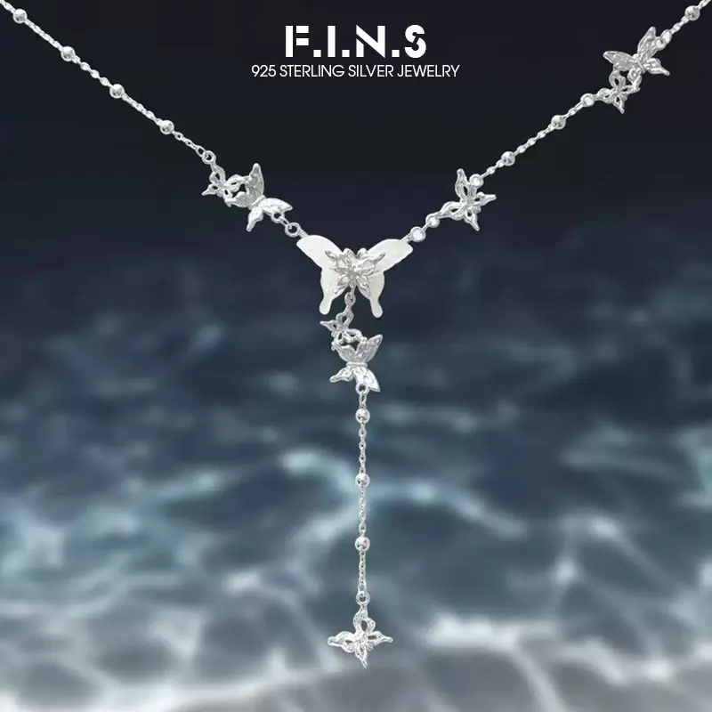 

F.I.N.S оригинальное ожерелье из стерлингового серебра S925, подвески, женские элегантные белые ракушки, бабочка, цепочка на ключицу, модные ювелирные изделия