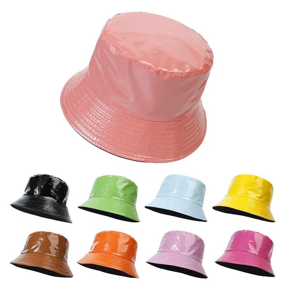 Unisex Climbing PU Leather Reversible Sun Hat Bucket Hat Fishing Hat Fisherman Hat