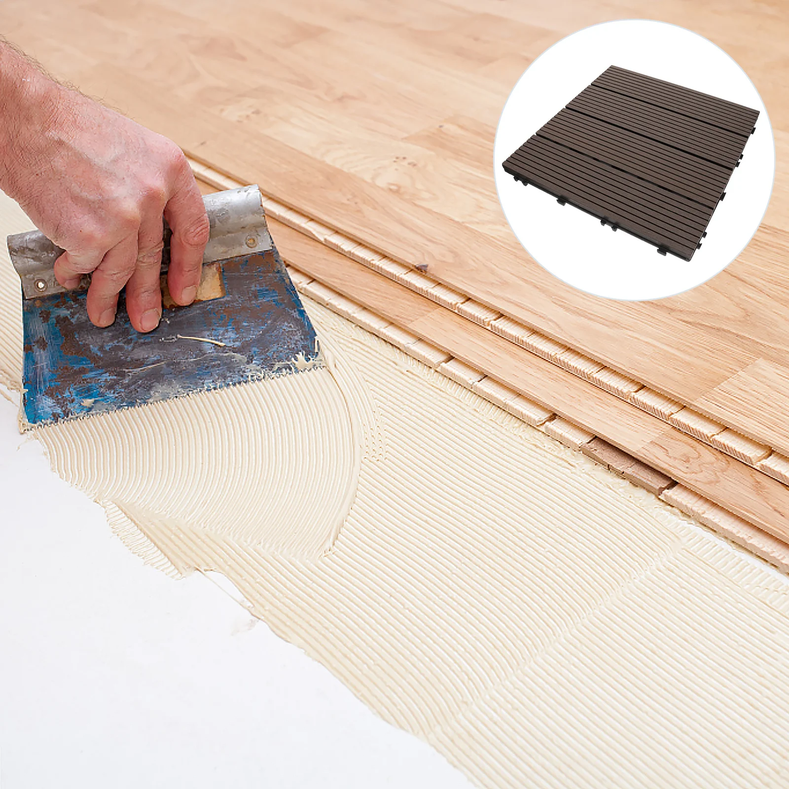 1 قطعة أرضية مركبة من البلاستيك الخشبي متينة وسهلة التركيب في الهواء الطلق حديقة شرفة فناء شرفة رطوبة النار