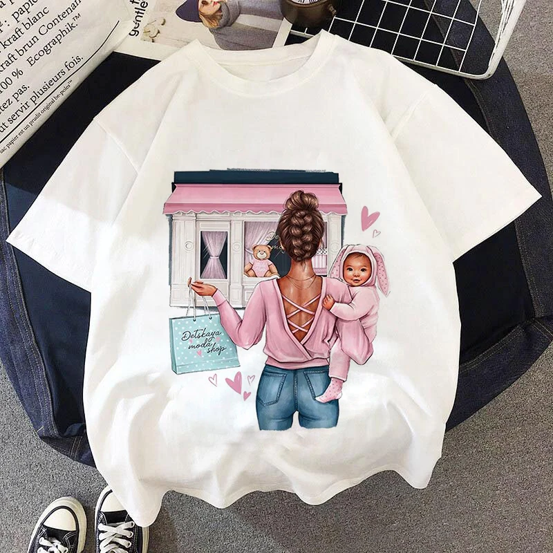 Mother Kids Kids T-shirts Girls Summer New Super Mom Dad Clothes Baby T Shirts Children Cute Sleeve Clothing Graphic T-shirt Tee