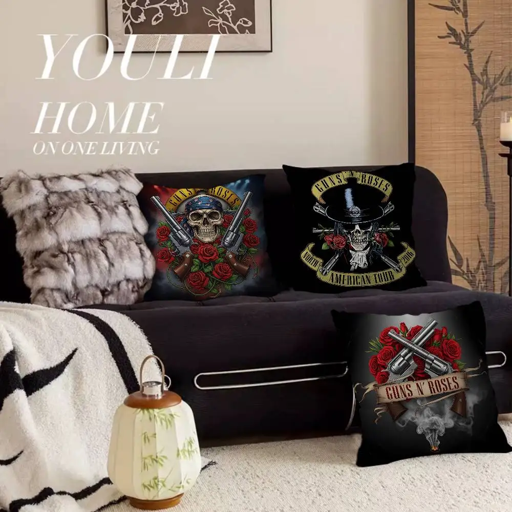 

Vintage Rock Music Band G-Guns-N-Roses Cushion Cover Pillowcase Upholstery Sofa Throw Pillow Home Decor Pillowcas