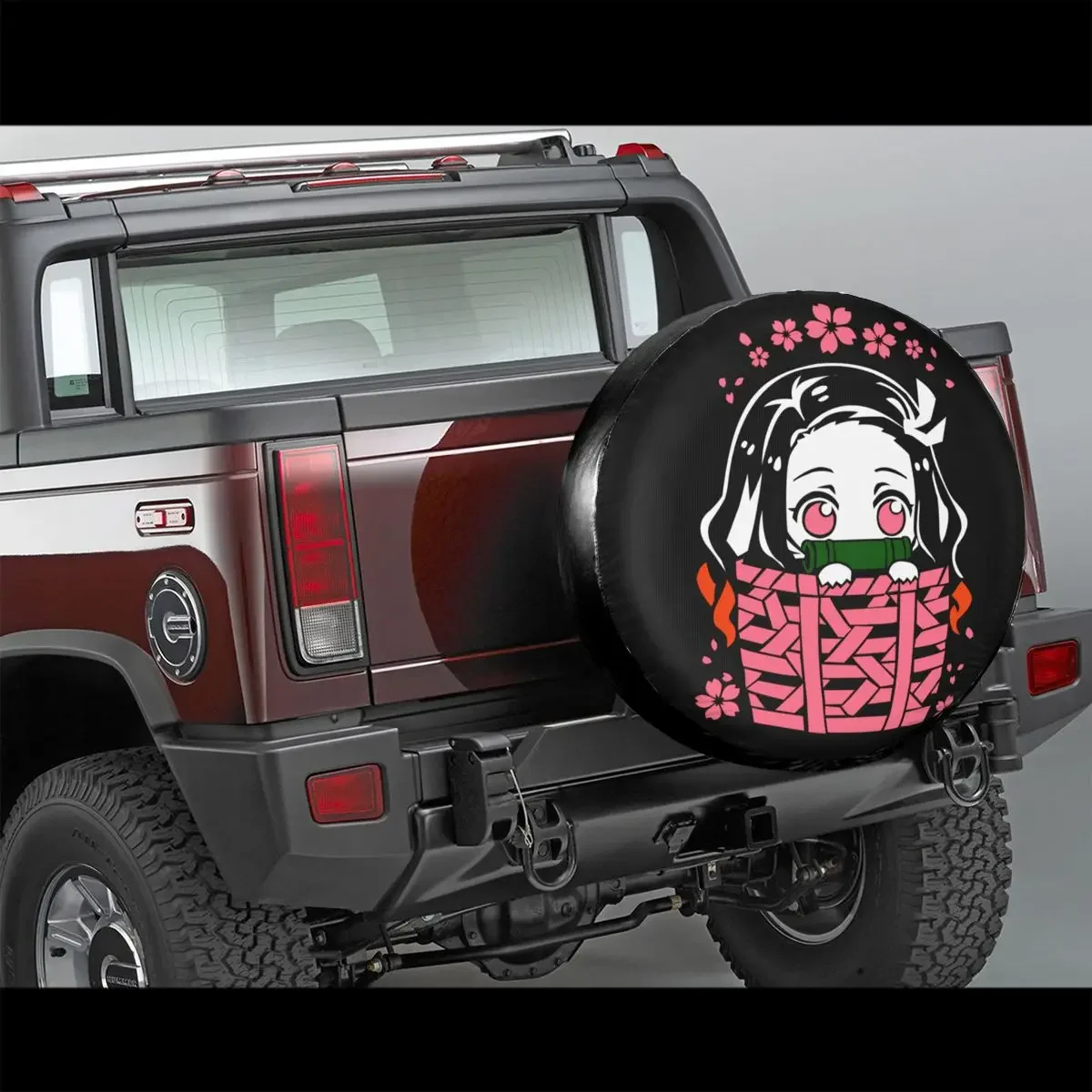 Kawaii Kimetsu No Yaiba Nezuko Kamado Spare Wheel Tire Cover Case Bag Pouch Demon Slayer Anime Vehicle Accessories