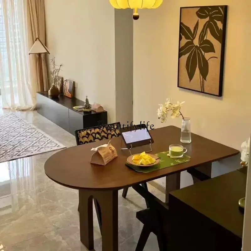 FG52Creative كريم الرياح الخشب الصلب طاولة طعام سجل البيضاوي غرفة المعيشة المنزلي طاولة طويلة #3