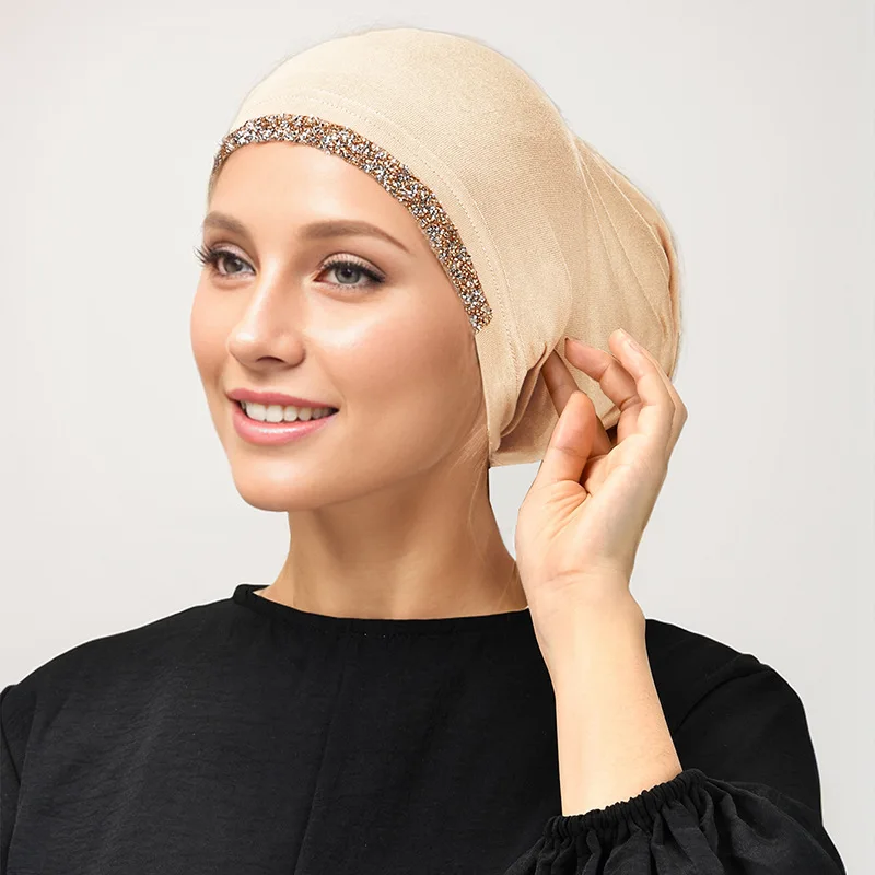 New solid color hot drill tube cap elastic elastic lace-up sleeve bottom cap female