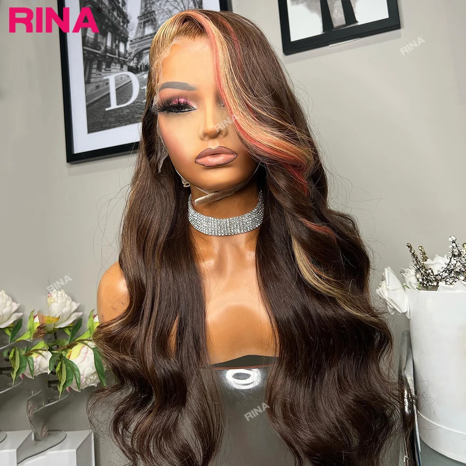 

Коричневый Розовый Блондин Цветной Объемная Волна Розовый Коричневый 13x6 Кружевные Фронтальные Парики Человеческие Волосы Предварительно Сорванные 5x5 Парики Кружевная Застежка Для Женщин