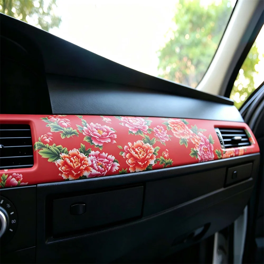 Chinese Style Car Floral Vinyl Film DIY Wrapping for Auto Motorcycle Skateboard Phoenix‌ Flower Car Accessories