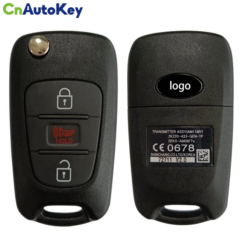 

For Kia Soul 2010+ Genuine Flip Remote, 3Buttons, SEKS-AM08FTX PCF7936, 433MHz 95430-2K220 CN051141