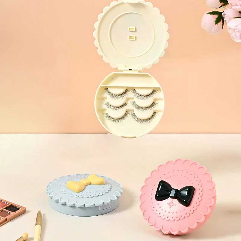 Mini Pudełko na Sztuczne Rzęsy Ekologiczne w Kształcie Kwiatka, Przenośny Organizer na Kosmetyki i Narzędzia do Makijażu