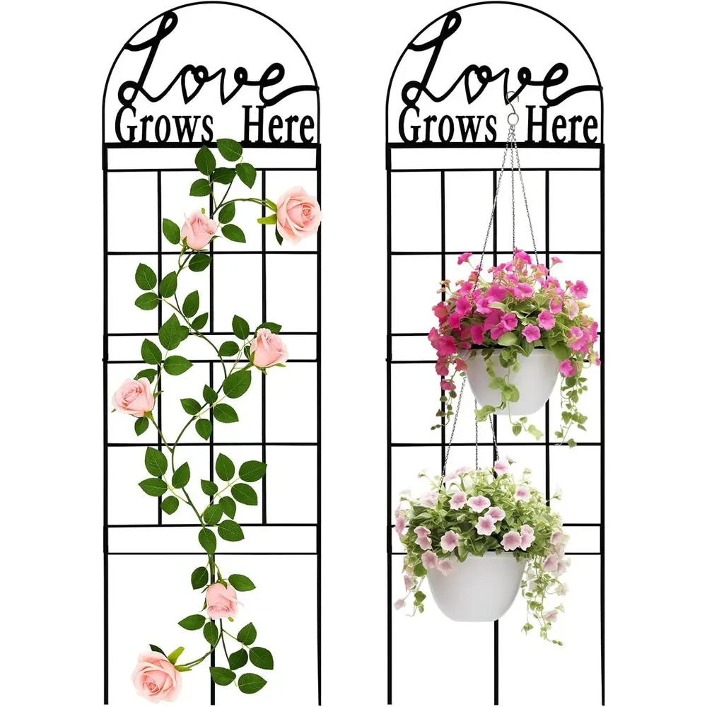 43 Heavy-Duty Outdoor Metal Garden Trellis with Rust-Resistant Black Coating for Climbing Plants and Decorative Use