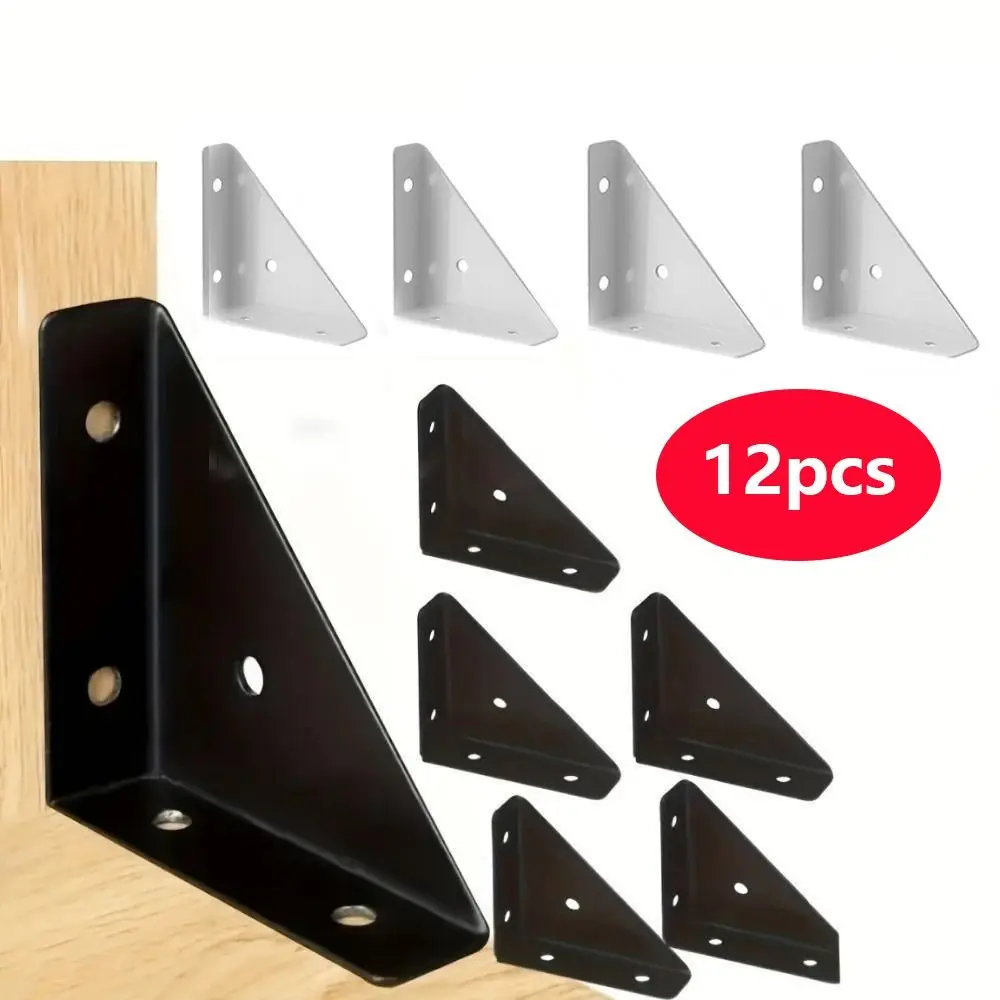 

12Pcs Thick Triangle Corner Brackets L-Brackets Heavy Duty Furniture Corner Brace 90 Degree Convenient Corner Stand