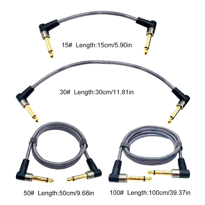 Guitar Effects Cable 15/30/50cm Pedal Cable Instruments Patch Cord 6.35 Electric Guitar Effect Wire Metal Head Guitar Accessory