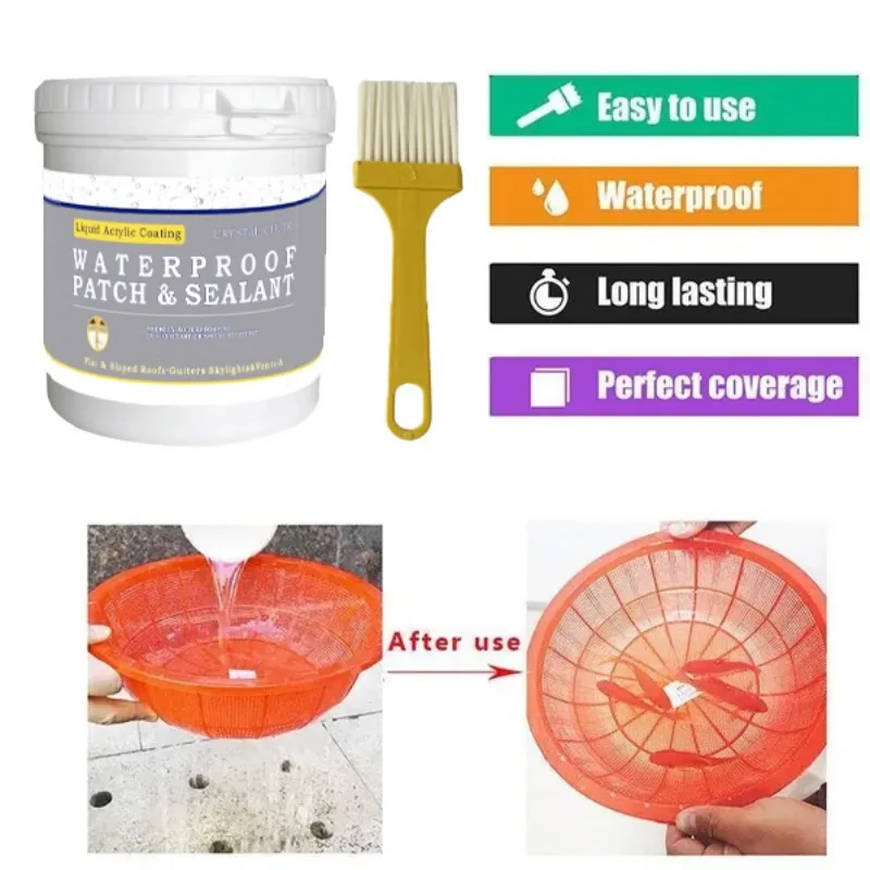Transparent Waterproof Sealant&Leak Repair Coating, Invisible Clear Waterproof Glue Adhesive for Roofs, Walls, Bathroom Indoor