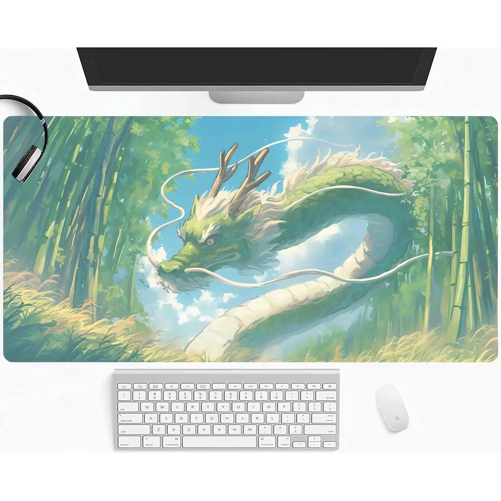 

Зеленый и белый коврик для мыши с изображением дракона, большой игровой коврик для мыши, коврик для компьютерной мыши, коврик для мыши 90x40 см, настольные коврики для клавиатуры ПК, коврики для стола