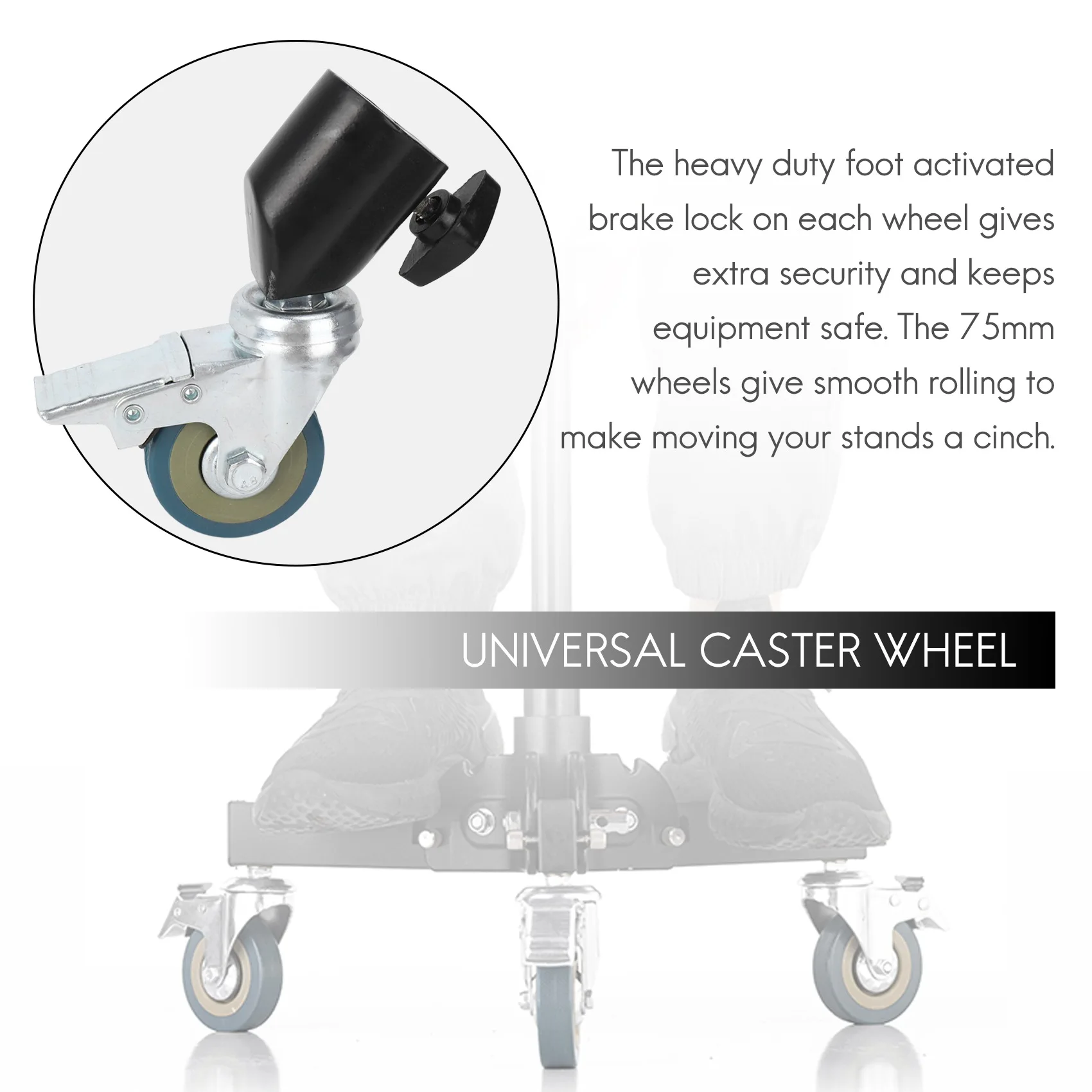 3PCS 22mm Photo Studio Universal Caster Wheel Tripod Pulley Heavy Duty for Light Stands/Studio Boom