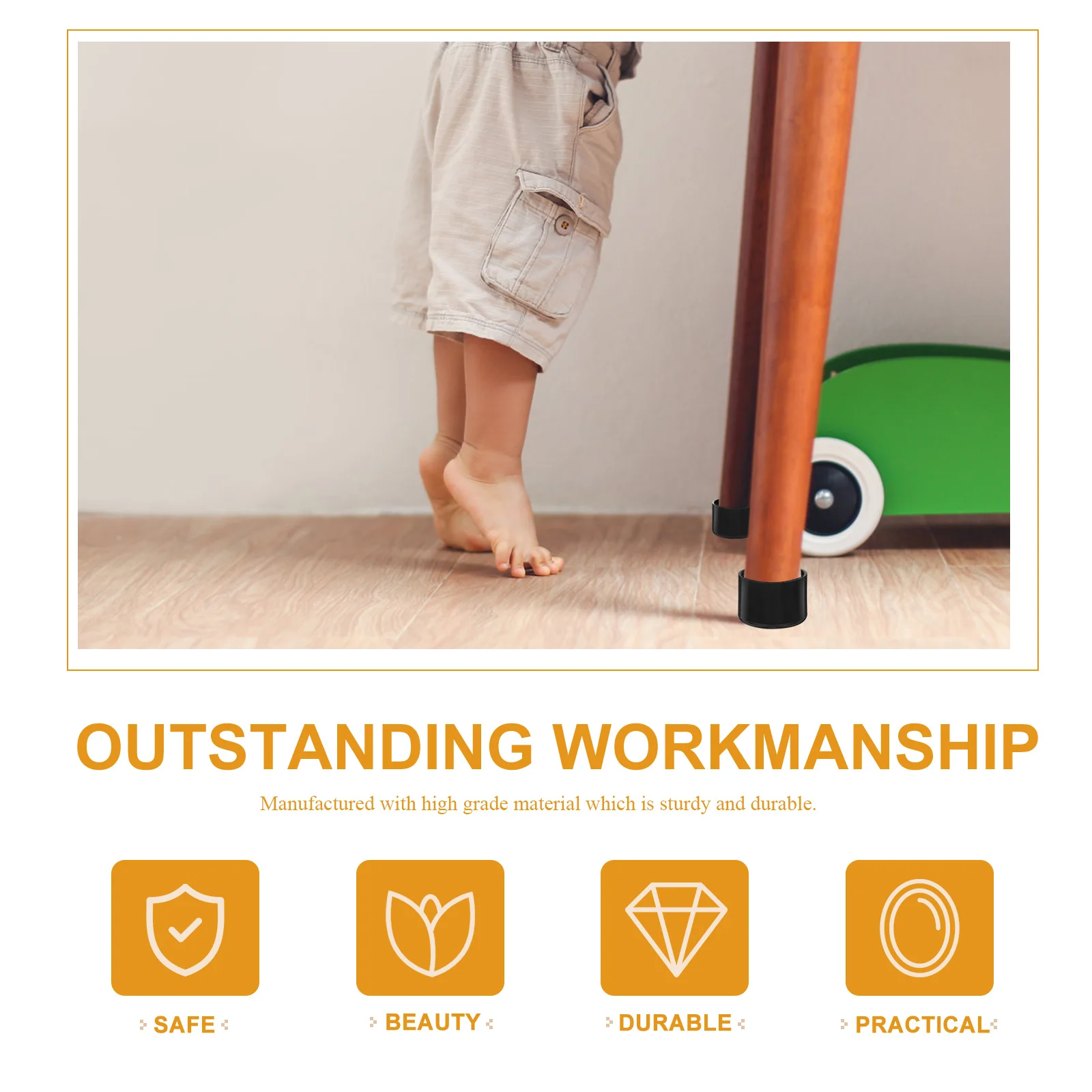 

8pcs Leg Caps Furniture Floor Protectors Non Slip Square Tips Hardwood Furniture Feet Cover Covers Table Leg Sliders
