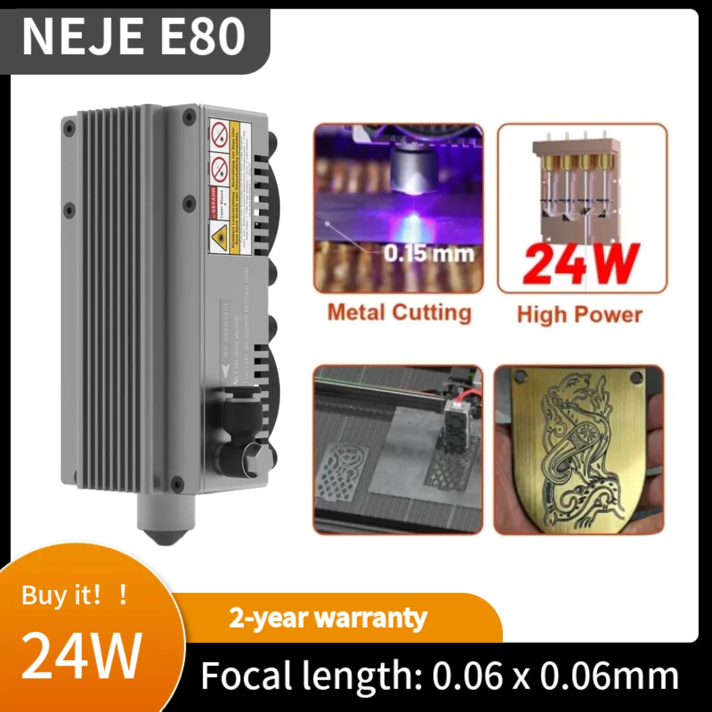 

Industrial 24W E80 Diode Laser, Fixed Focus Lens Compression for Fast Acrylic/Leather Cutting