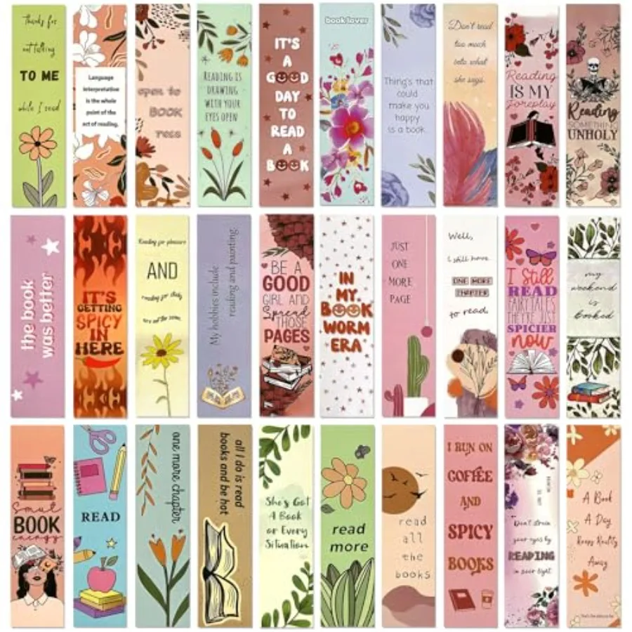 

30 PCS Aesthetic Paper Bookmarks for Reading, Romantic Funny Bookmark for Women Book Lovers, Reading Page Markers Students Teac