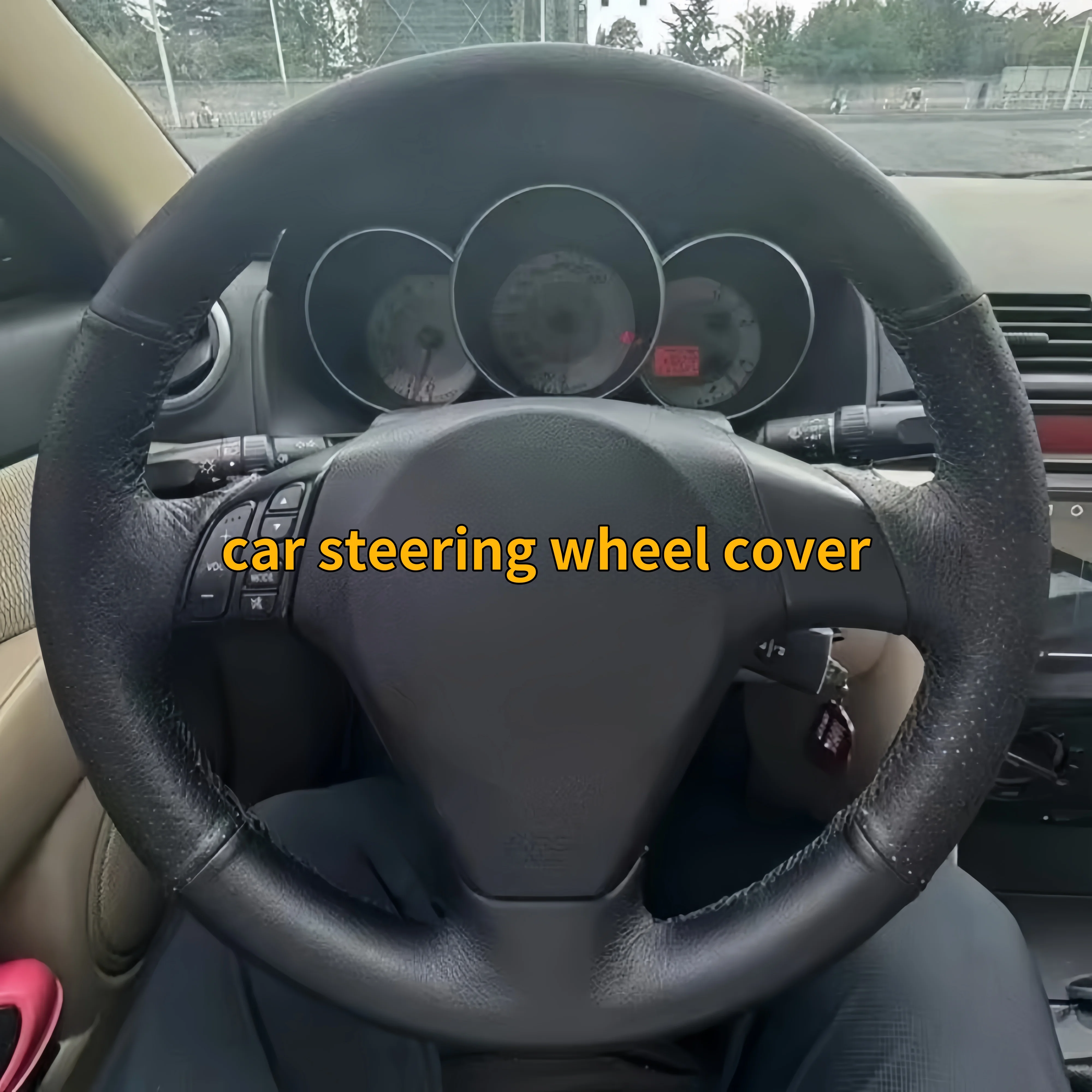 

Car Steering Wheel Cover Anti-slip Comfy Genuine Leather For Old Mazda 3 Mazda 5 Mazda 6 Pentium B70 Steering-Wheel Cover Wrap