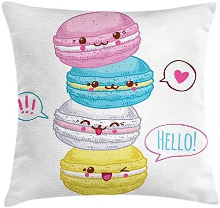 Colorful French Cookies Pillow Covers Decorative Lovable Funny Decorative Square Pillow Case Bed Sofa Pillowcases for Pillows