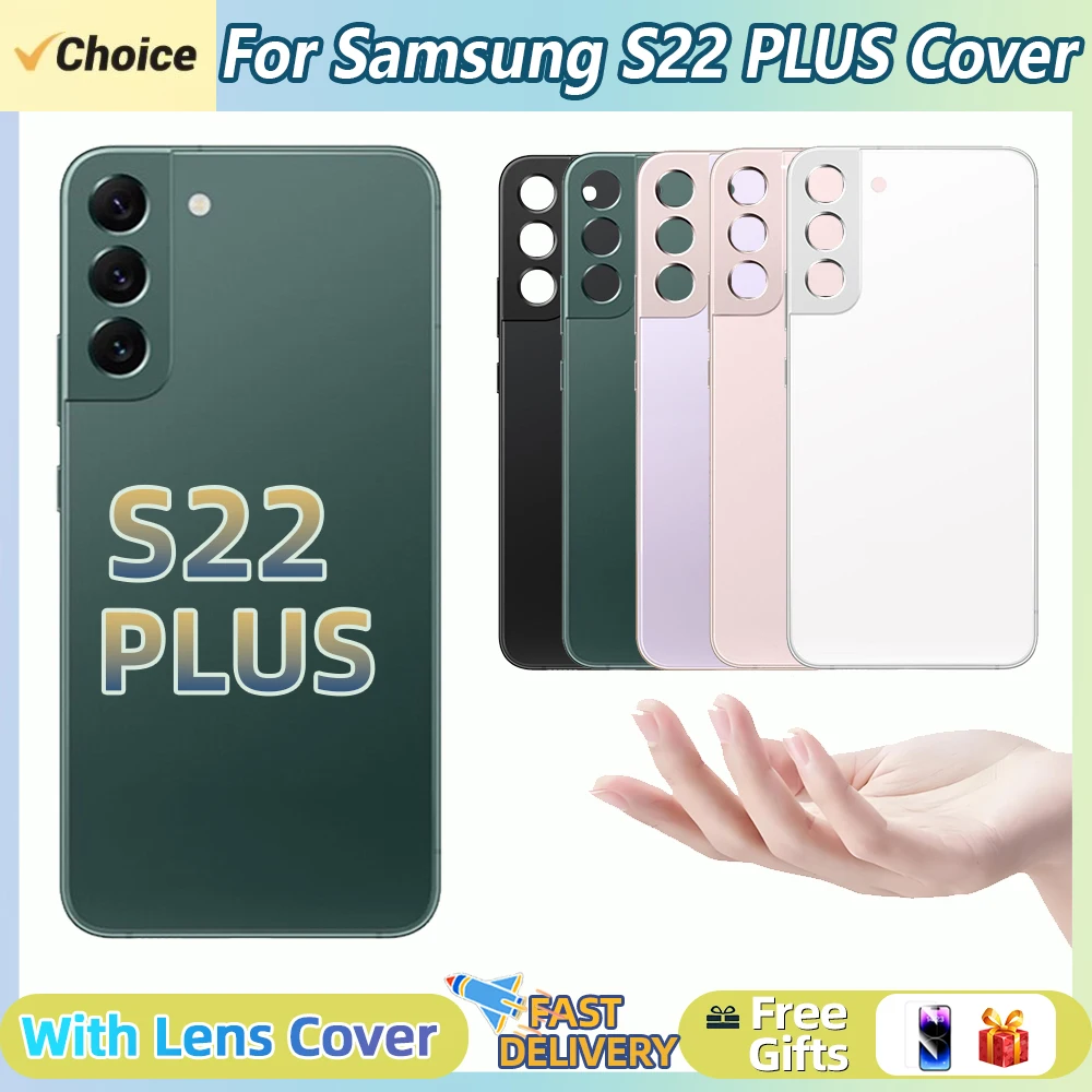 For Samsung Galaxy S22Plus/S22+ Battery Back Cover 3D Glass Panel Rear Door Housing Case Camera Lens Replace