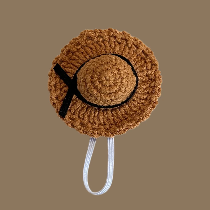 Muñeca Mini sombrero de paja tejido de punto, sombreros hechos a mano de simulación, juguetes, accesorios de vestir para muñecas para niños, juguete para juego de imitación