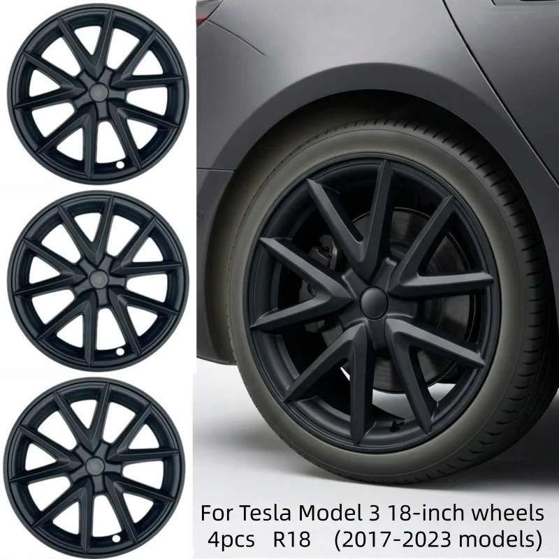 

4x 18" Wheel Hubcap For Tesla Model 3 2018 2019 2020 2021 2022 Car Modification Rim Cover Wheelcap Protective Shell Exterior