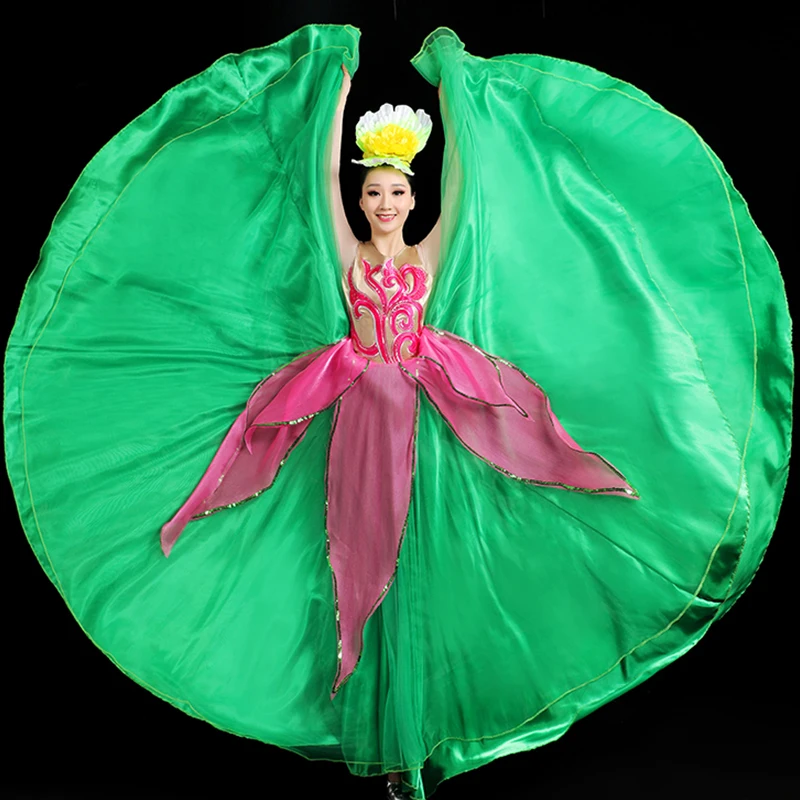 360/540/720 graus flamenco grande balanço saia coro abertura vestido de dança feminino elegante prática palco dança desempenho traje