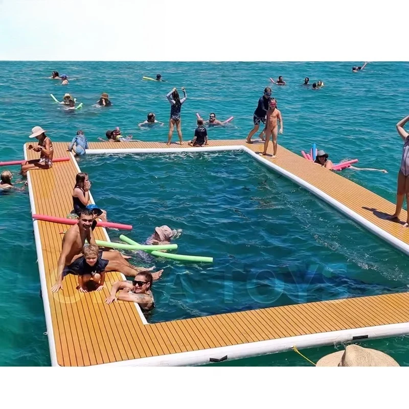 Customized Portable Inflatable Floating Sea Pool Inflatable Yacht Pool with Mesh