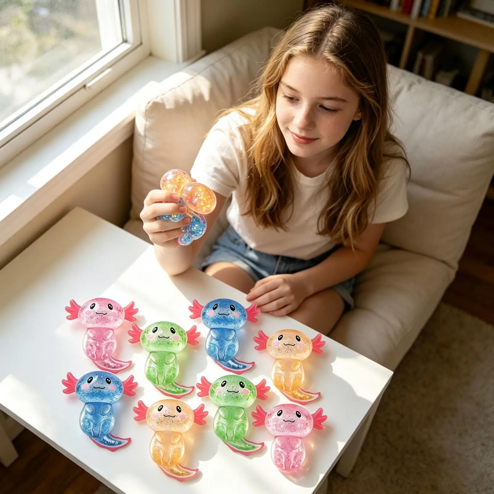 Sensory Squeeze Toy Axolotl Shape Slow Rebound Classroom Prizes Sensory Toys For Home School Classroom Dorm College Travel Road