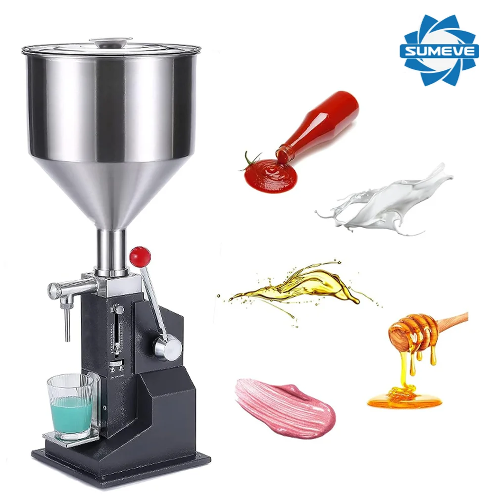 SUMEVE manual liquid filling machine with a graduated scale, 5-50ml paste and liquid bottles&cosmetics cream cans - A03 black